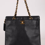 Chanel 1997 Caviar Turnlock North South Tote Bag 24k GP - FashioNica