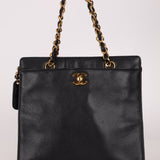 Chanel 1997 Caviar Turnlock North South Tote Bag 24k GP - FashioNica
