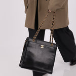 Chanel 1997 Caviar Zip Turnlock Tote Bag - FashioNica