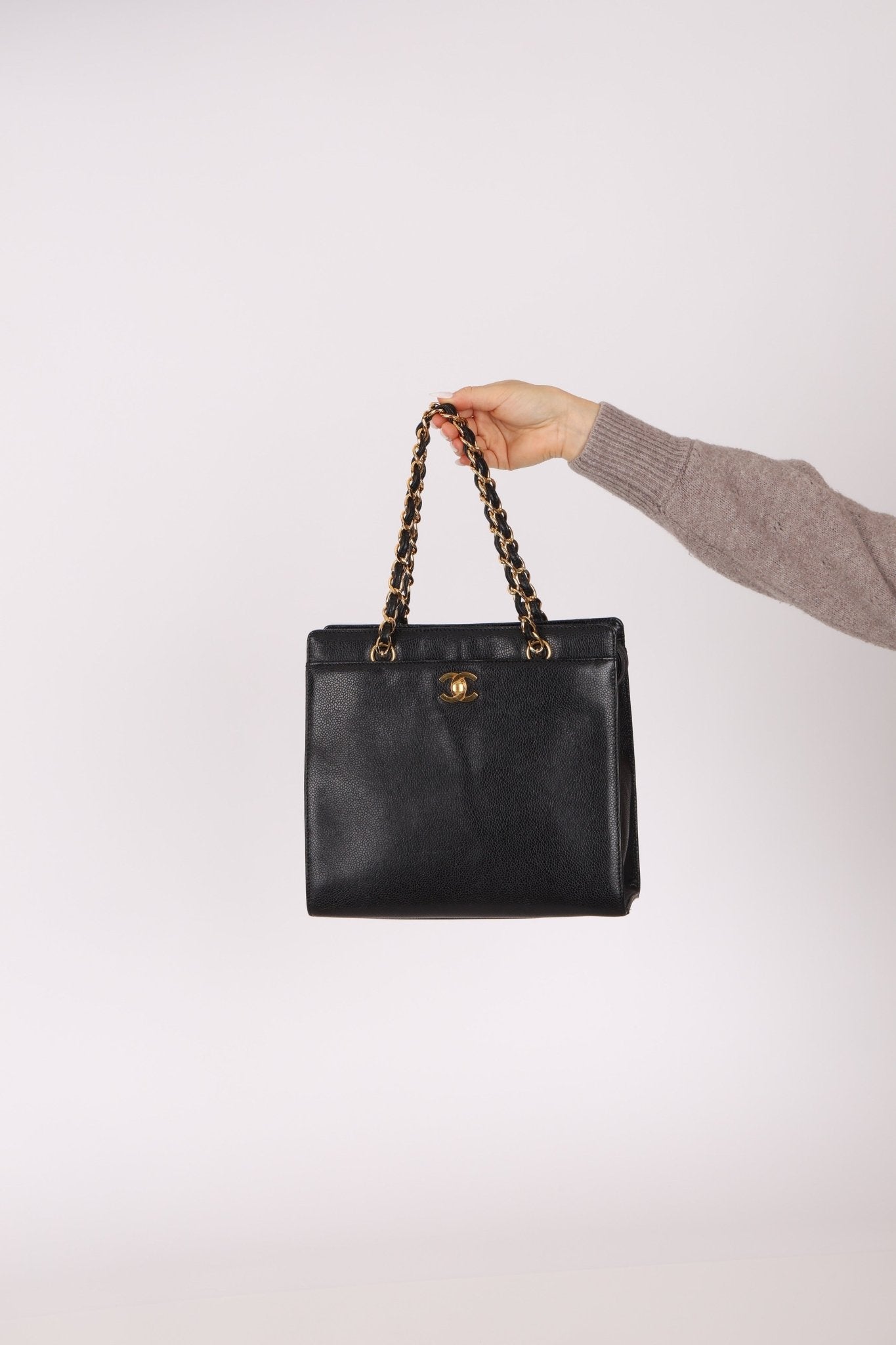 Chanel 1997 Caviar Zip Turnlock Tote Bag 24k GP - FashioNica