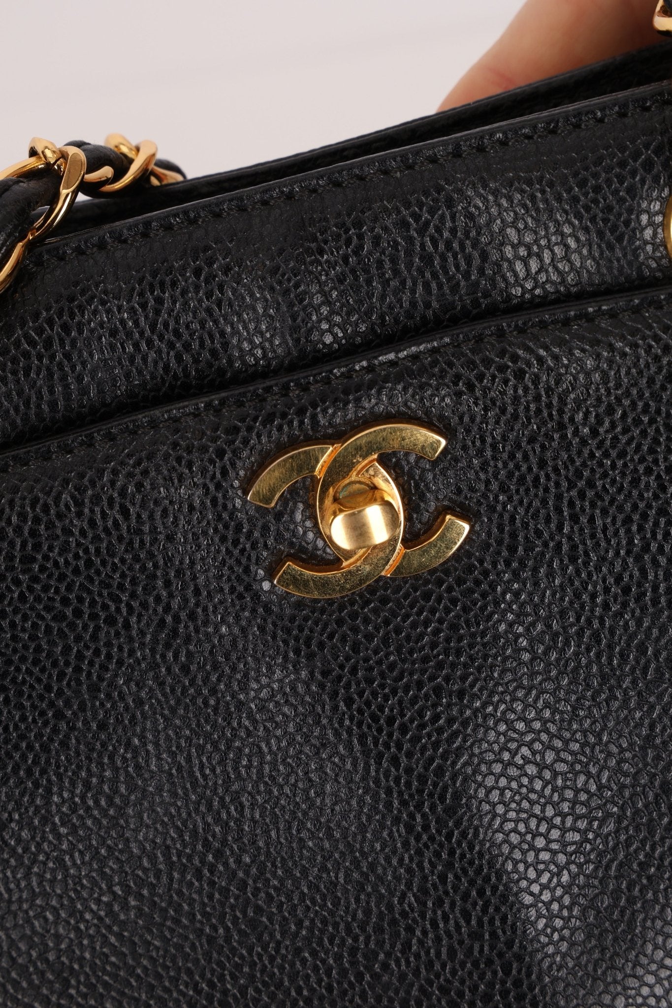 Chanel 1997 Caviar Zip Turnlock Tote Bag 24k GP - FashioNica