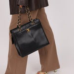 Chanel 1997 Caviar Zip Turnlock Tote Bag 24k GP - FashioNica