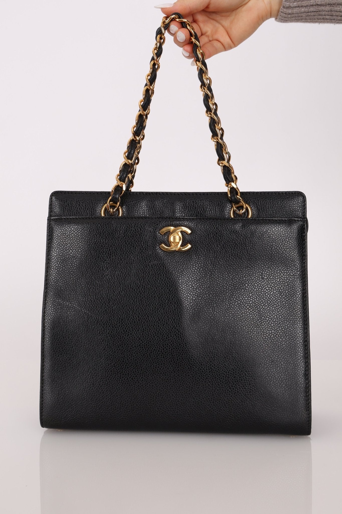 Chanel 1997 Caviar Zip Turnlock Tote Bag 24k GP - FashioNica