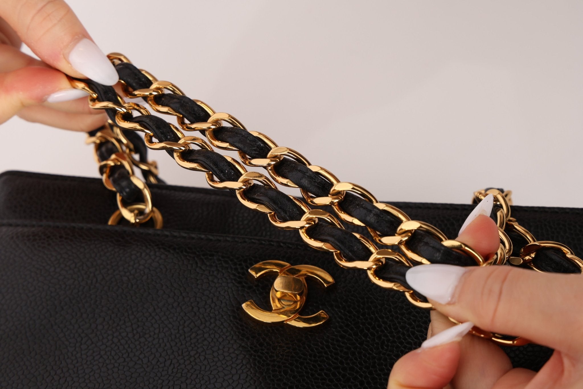 Chanel 1997 Caviar Zip Turnlock Tote Bag 24k GP - FashioNica