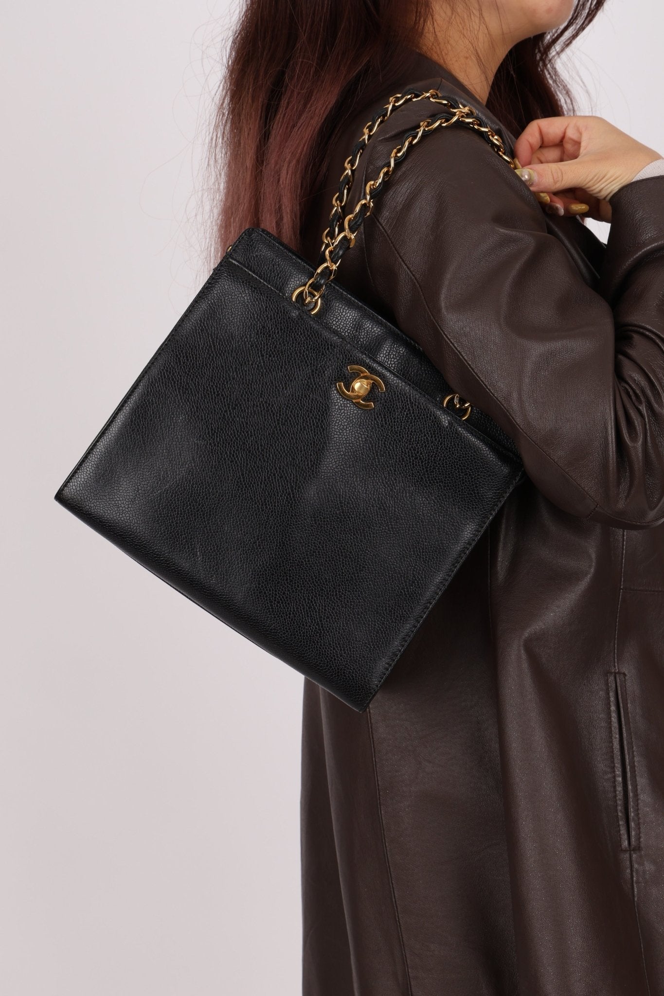 Chanel 1997 Caviar Zip Turnlock Tote Bag 24k GP - FashioNica