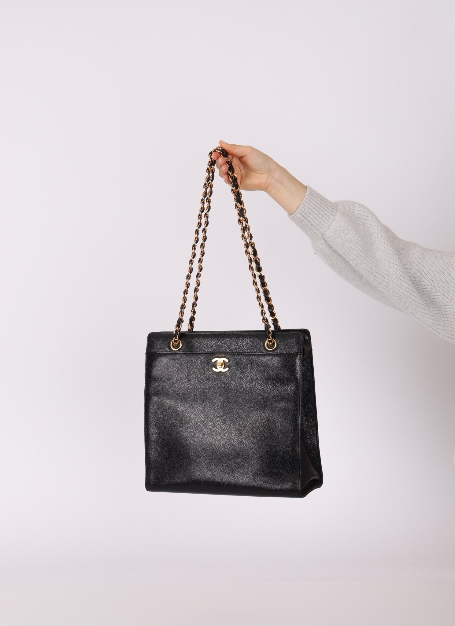 Chanel 1997 Caviar Zip Turnlock Tote Bag - FashioNica