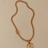 Chanel 1997 CC Turnlock Round Pendant Necklace 24K GP - FashioNica