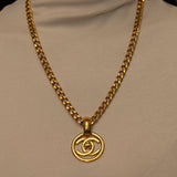 Chanel 1997 CC Turnlock Round Pendant Necklace 24K GP - FashioNica