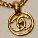 Chanel 1997 CC Turnlock Round Pendant Necklace 24K GP - FashioNica