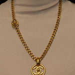 Chanel 1997 CC Turnlock Round Pendant Necklace 24K GP - FashioNica