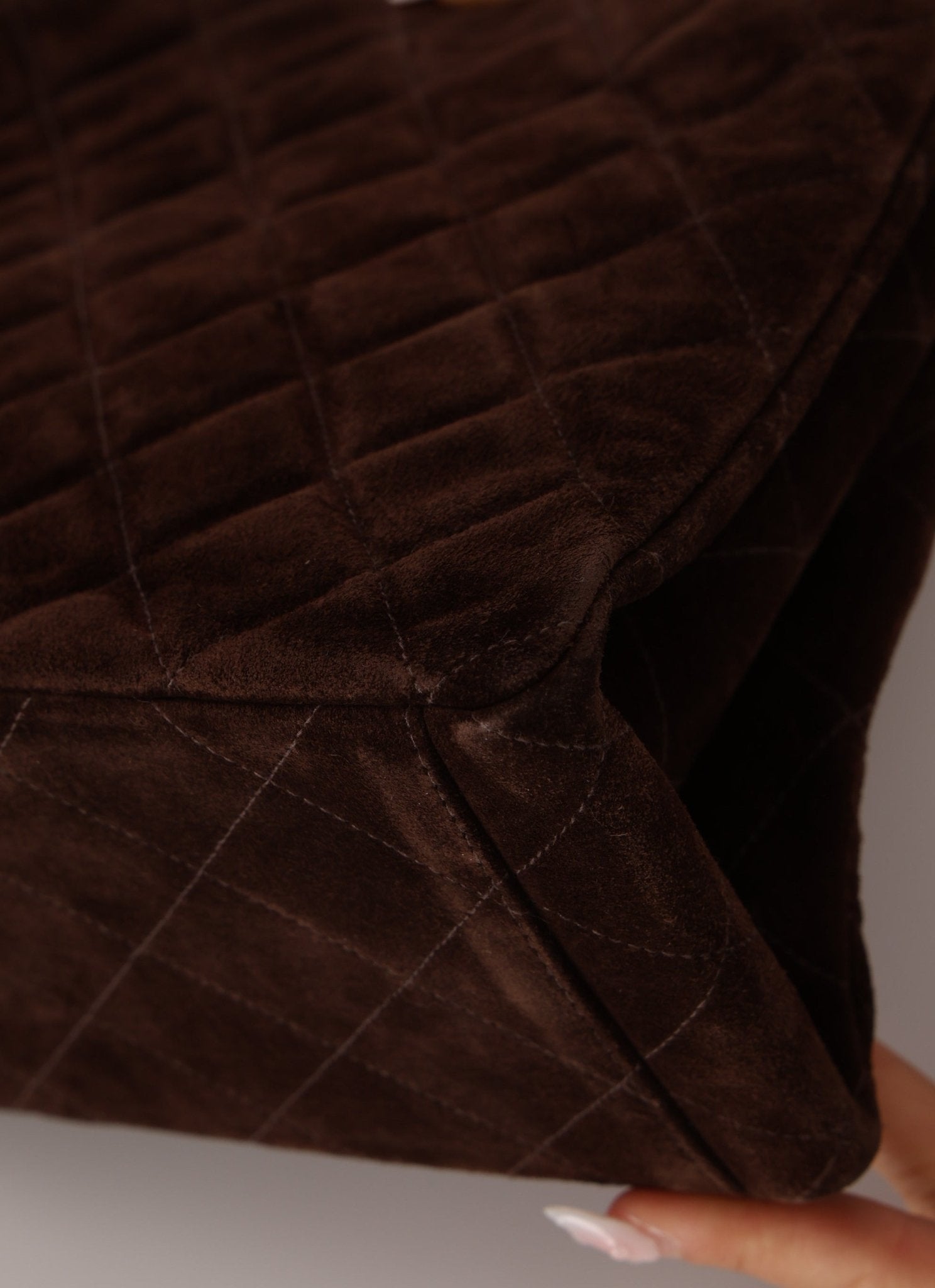 Chanel 1997 Chocolate Suede Turnlock Kelly Shoulder Bag - FashioNica