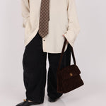 Chanel 1997 Chocolate Suede Turnlock Kelly Shoulder Bag - FashioNica