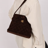 Chanel 1997 Chocolate Suede Turnlock Kelly Shoulder Bag - FashioNica