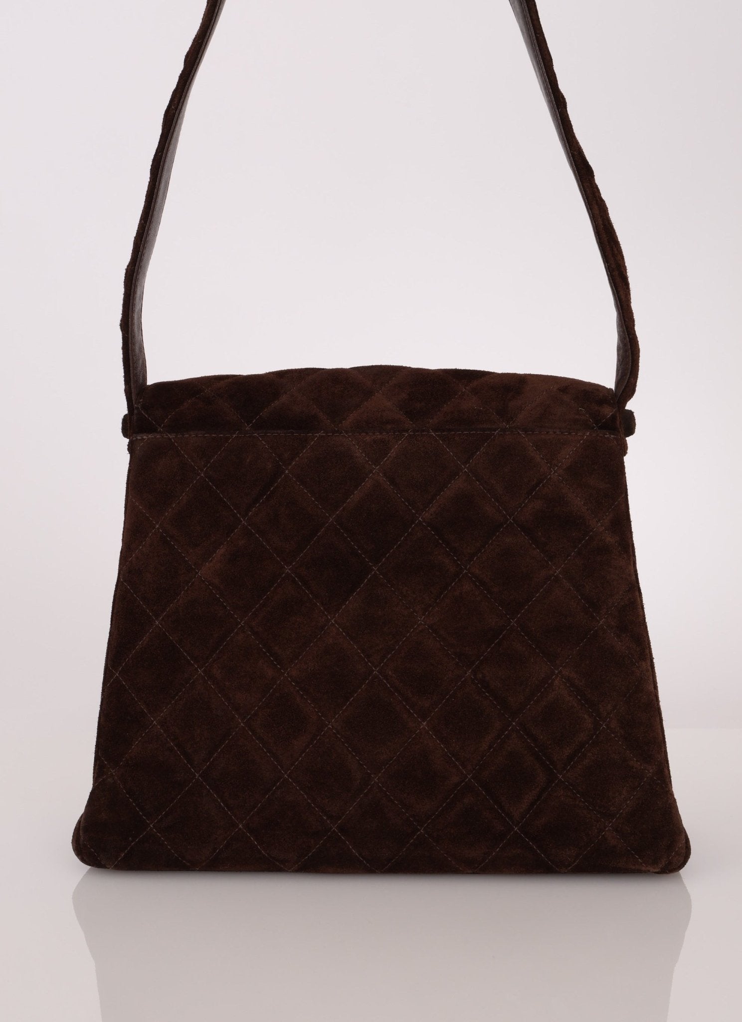 Chanel 1997 Chocolate Suede Turnlock Kelly Shoulder Bag - FashioNica