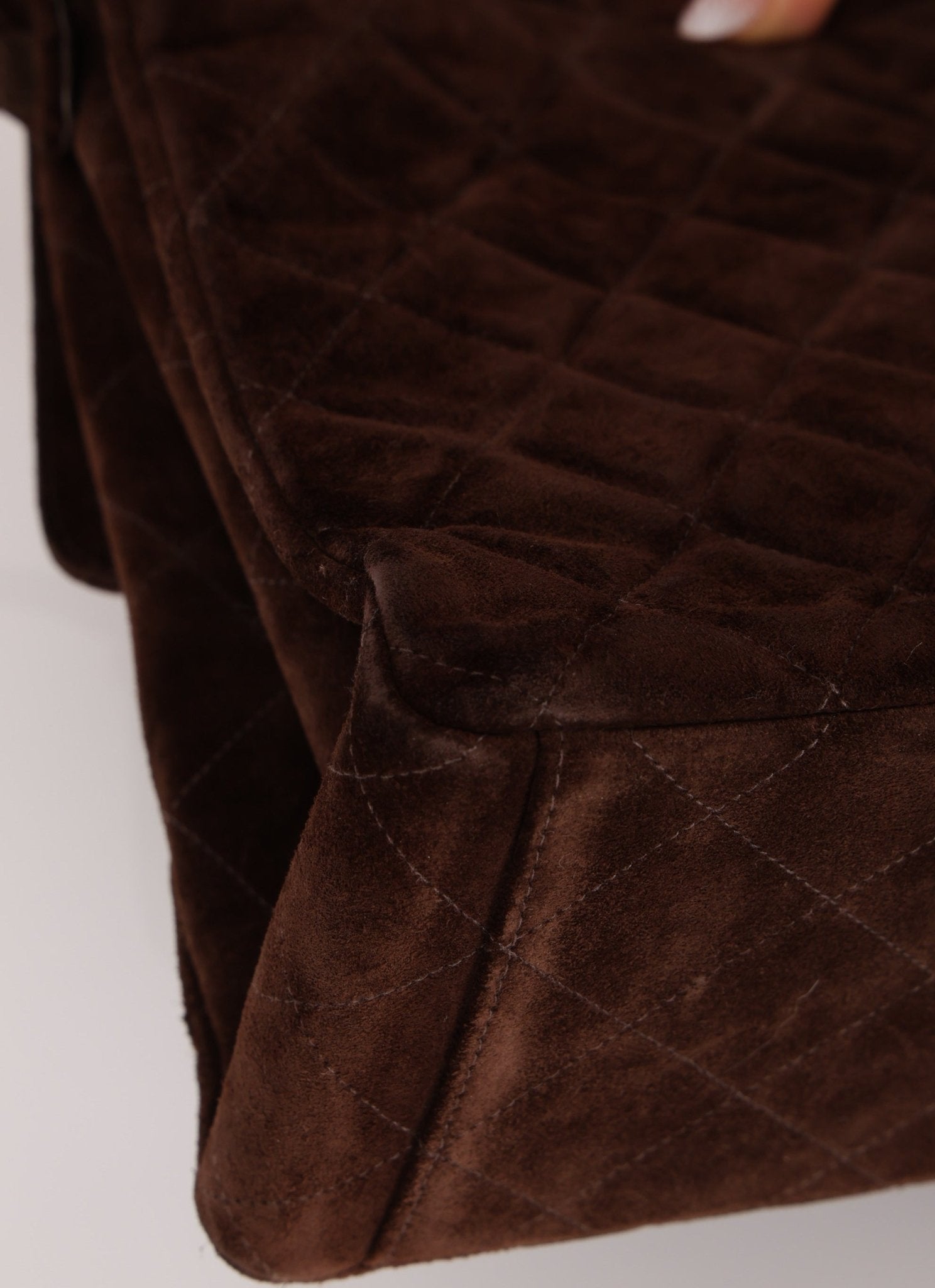 Chanel 1997 Chocolate Suede Turnlock Kelly Shoulder Bag - FashioNica