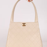 Chanel 1997 Cream Lambskin Kelly Shoulder Bag 24K GP - FashioNica