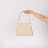 Chanel 1997 Cream Lambskin Kelly Shoulder Bag 24K GP - FashioNica