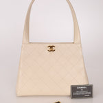 Chanel 1997 Cream Lambskin Kelly Shoulder Bag 24K GP - FashioNica