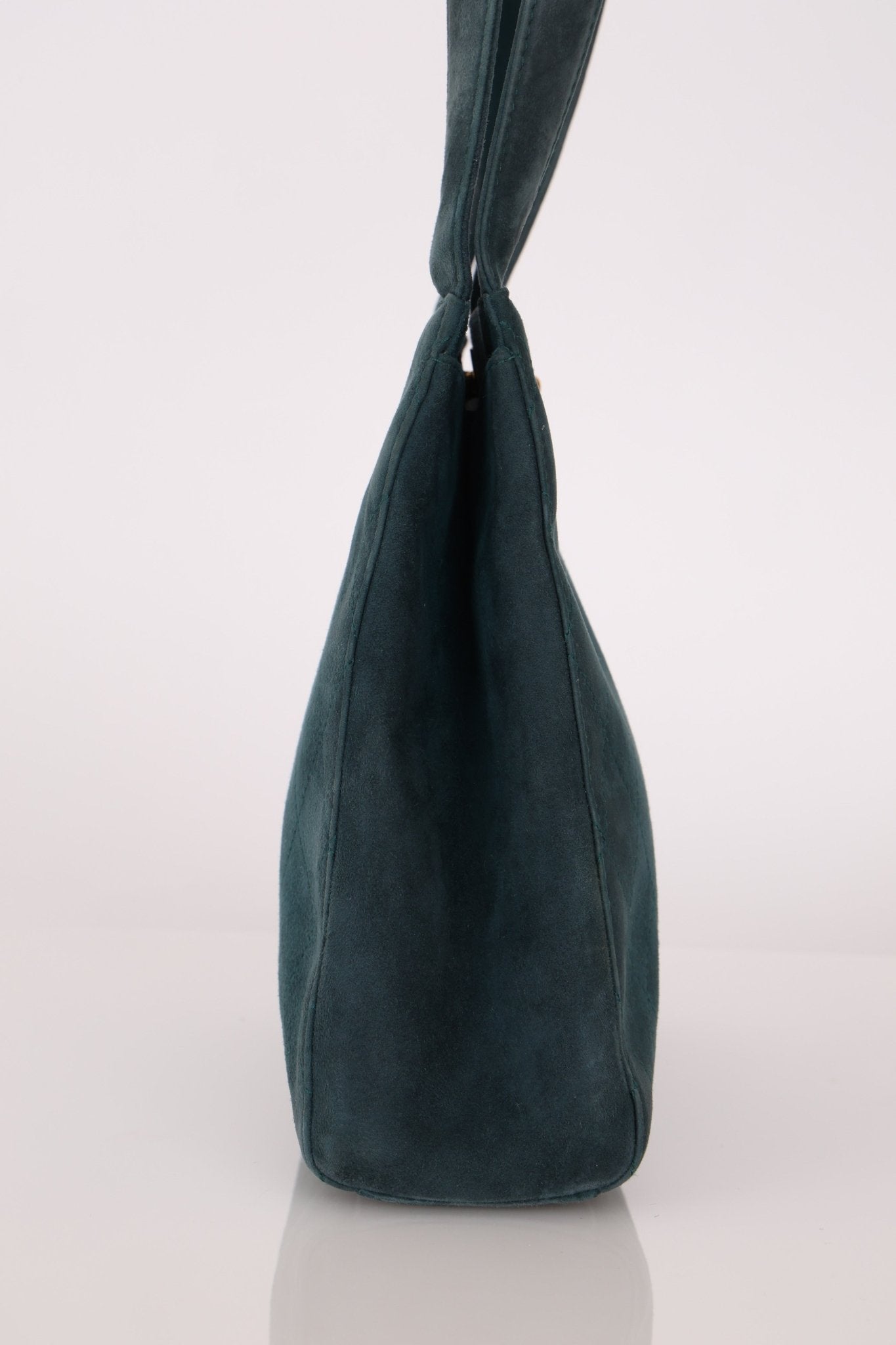 Chanel 1997 Emerald Suede Turnlock Kelly Shoulder Bag 24K GP - FashioNica