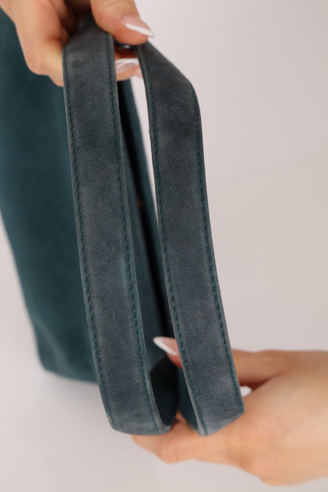 Chanel 1997 Emerald Suede Turnlock Kelly Shoulder Bag 24K GP - FashioNica