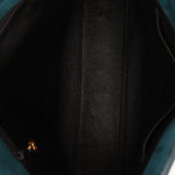 Chanel 1997 Emerald Suede Turnlock Kelly Shoulder Bag 24K GP - FashioNica