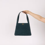Chanel 1997 Emerald Suede Turnlock Kelly Shoulder Bag 24K GP - FashioNica
