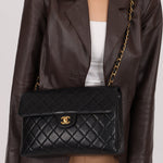 Chanel 1997 Jumbo Lambskin Turnlock Single Flap 24K GP - FashioNica