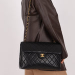 Chanel 1997 Jumbo Lambskin Turnlock Single Flap 24K GP - FashioNica