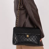 Chanel 1997 Jumbo Lambskin Turnlock Single Flap 24K GP - FashioNica