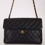 Chanel 1997 Jumbo Lambskin Turnlock Single Flap 24K GP - FashioNica