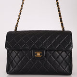 Chanel 1997 Jumbo Lambskin Turnlock Single Flap 24K GP - FashioNica