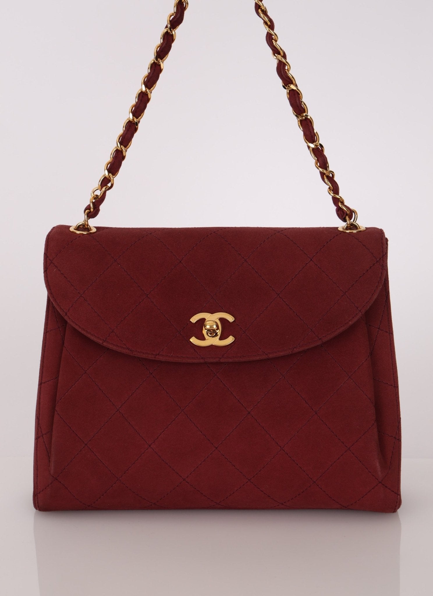 Chanel 1997 Merlot Suede Chain Flap Bag - FashioNica
