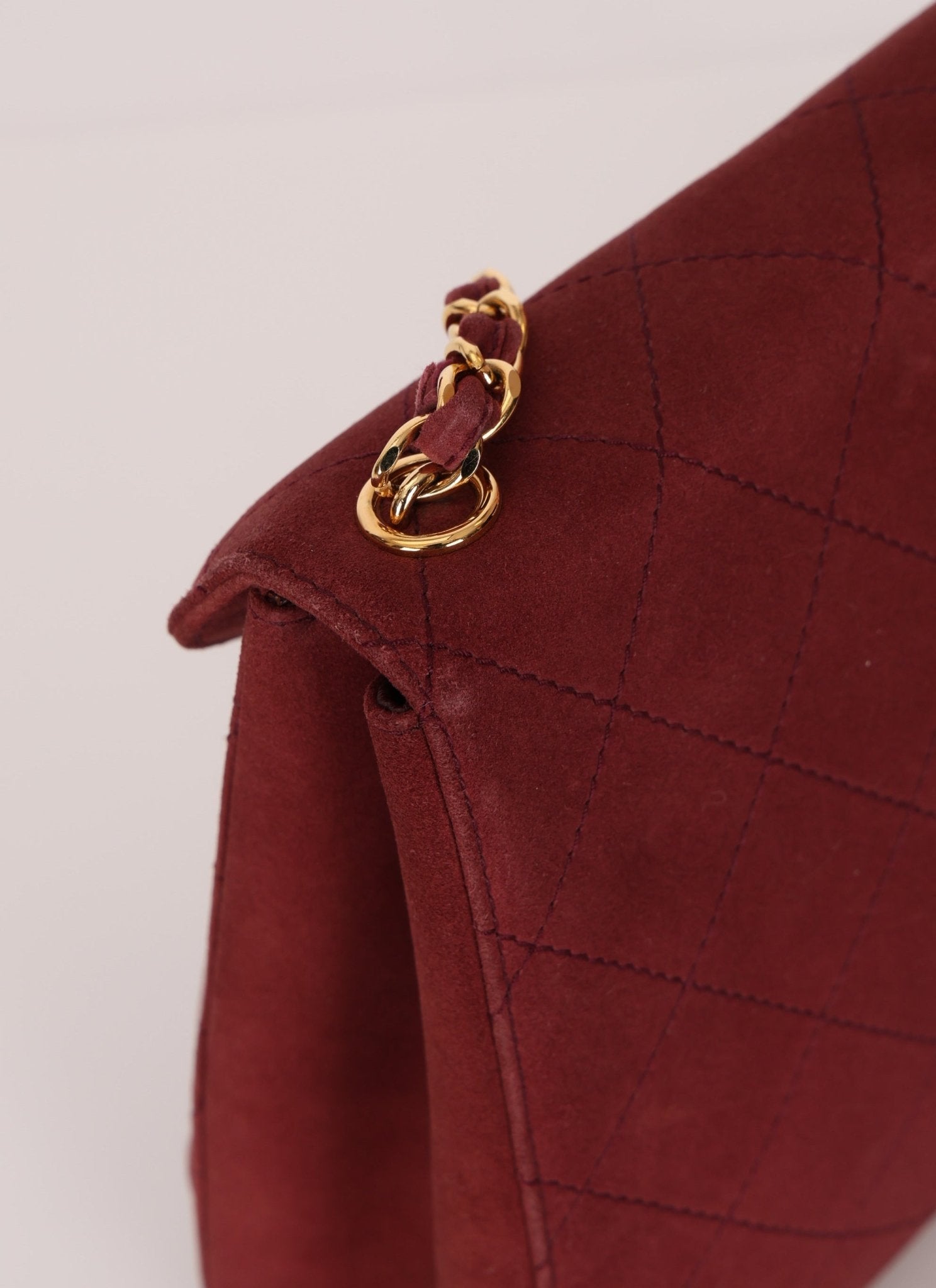 Chanel 1997 Merlot Suede Chain Flap Bag - FashioNica