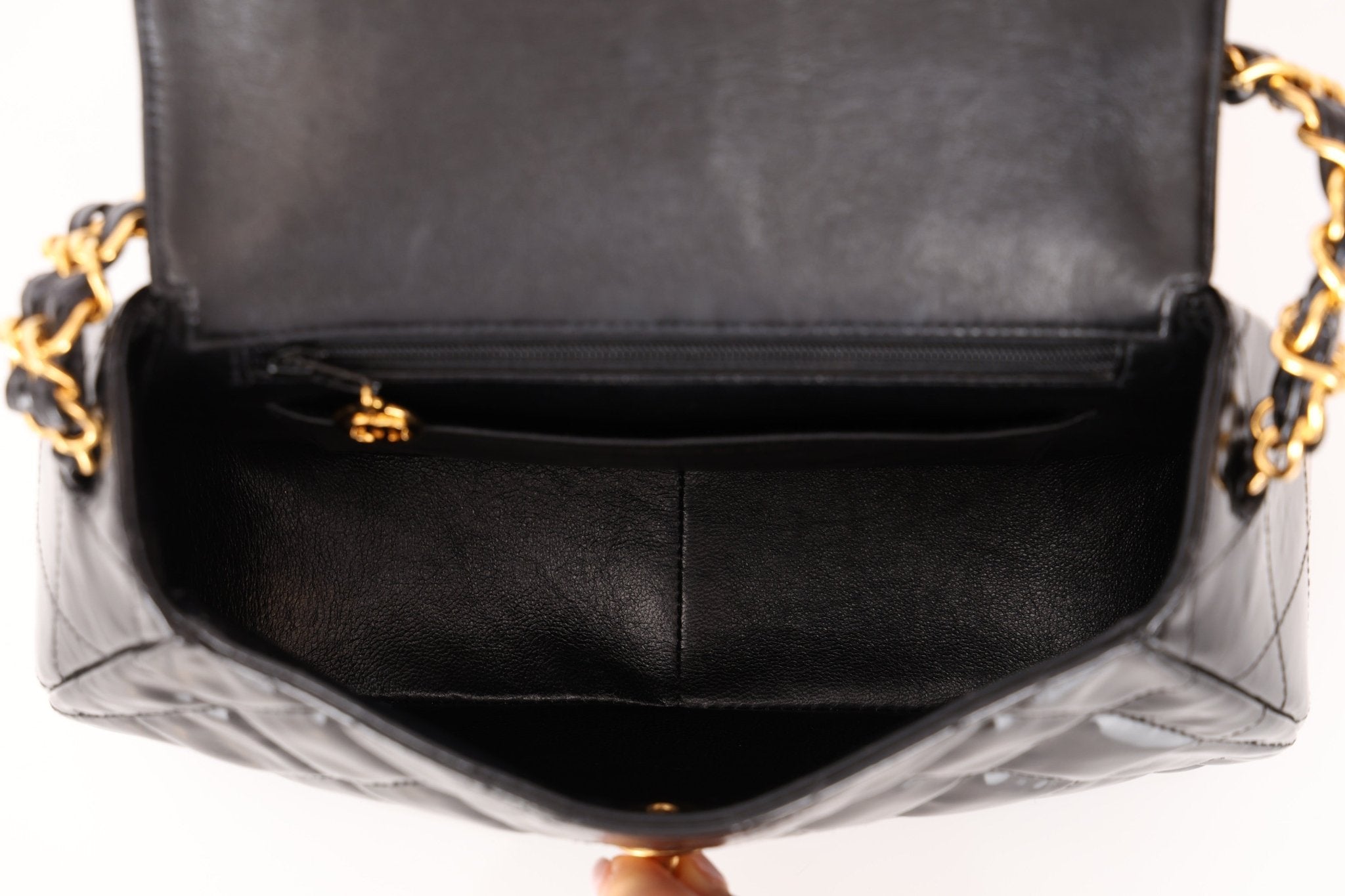 Chanel 1997 Mini Patent Quilted Chain Handle Bag 24K GP - FashioNica