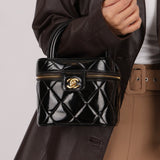 Chanel 1997 Patent Turnlock Vanity 24K GP - FashioNica