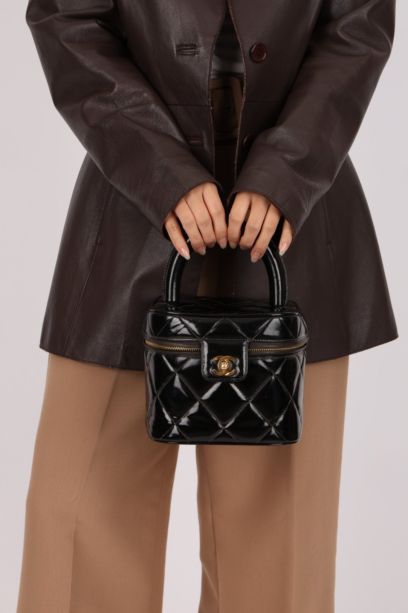 Chanel 1997 Patent Turnlock Vanity 24K GP - FashioNica