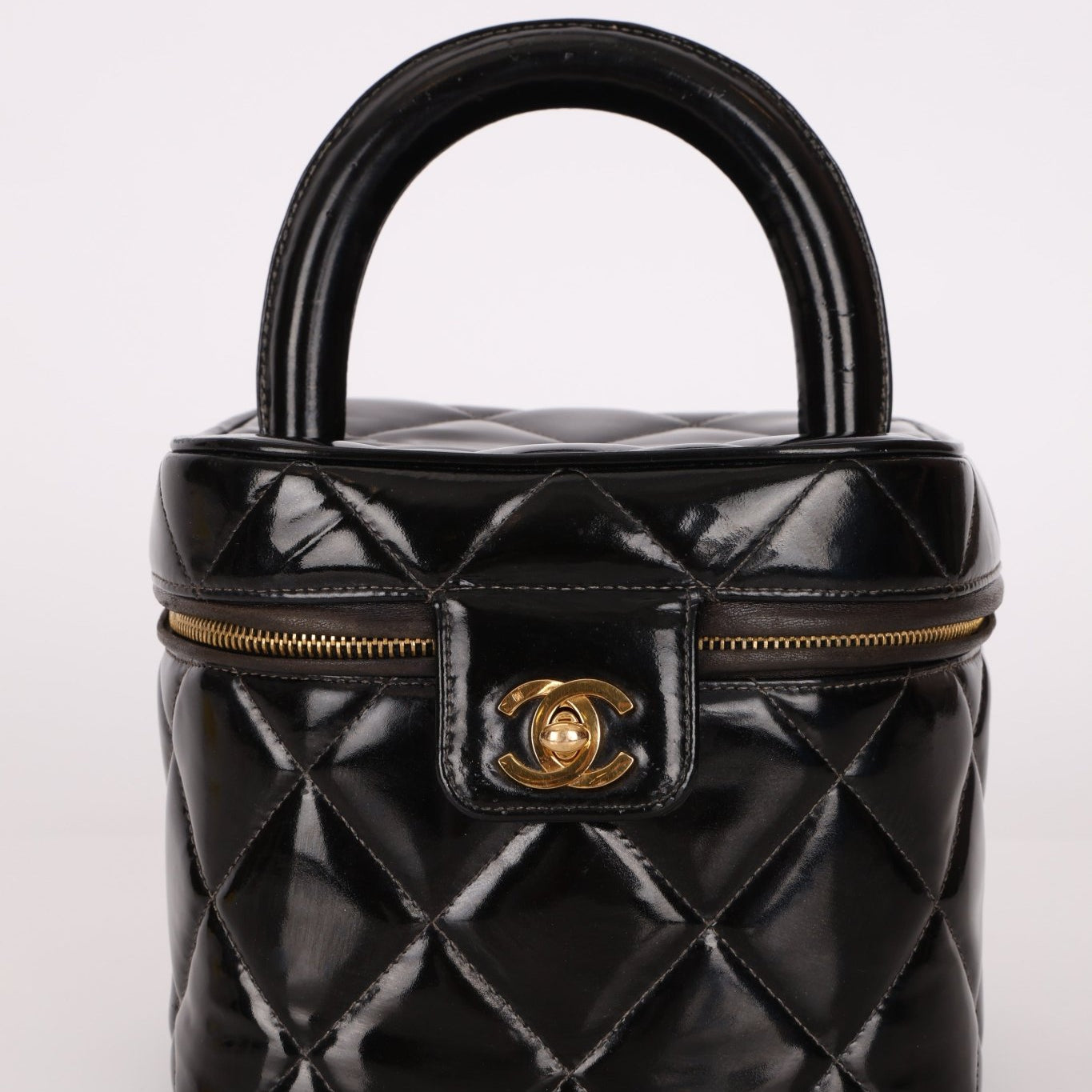 Chanel 1997 Patent Turnlock Vanity 24K GP - FashioNica