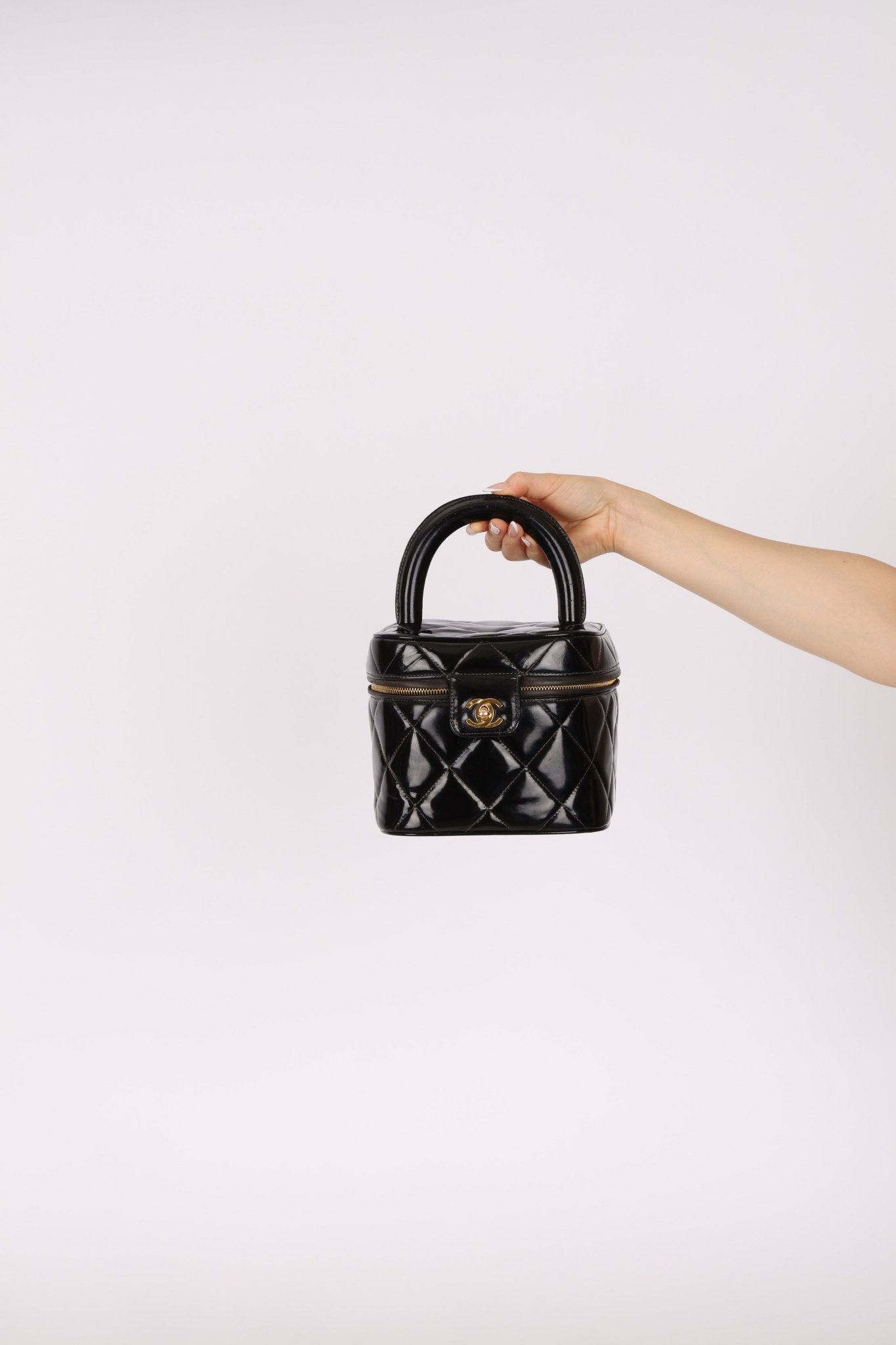 Chanel 1997 Patent Turnlock Vanity 24K GP - FashioNica