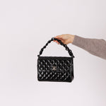 Chanel 1997 So Black Lucite Chain Handle Patent Flap Bag - FashioNica