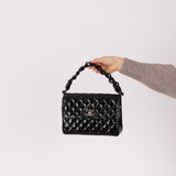 Chanel 1997 So Black Lucite Chain Handle Patent Flap Bag - FashioNica