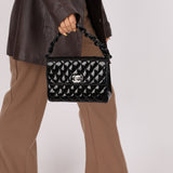 Chanel 1997 So Black Lucite Chain Handle Patent Flap Bag - FashioNica