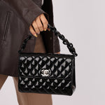 Chanel 1997 So Black Lucite Chain Handle Patent Flap Bag - FashioNica