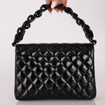 Chanel 1997 So Black Lucite Chain Handle Patent Flap Bag - FashioNica