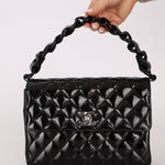 Chanel 1997 So Black Lucite Chain Handle Patent Flap Bag - FashioNica