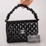 Chanel 1997 So Black Lucite Chain Handle Patent Flap Bag - FashioNica