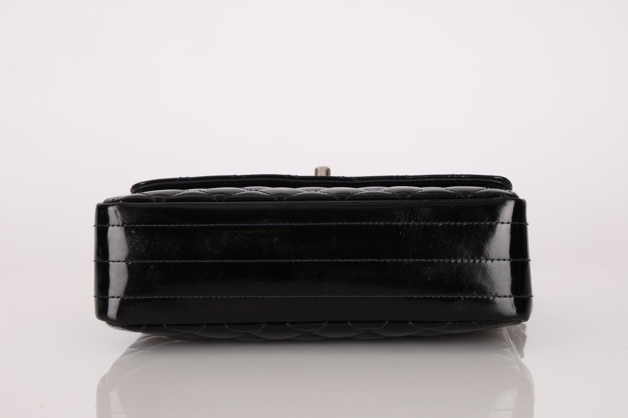 Chanel 1997 So Black Lucite Chain Handle Patent Flap Bag - FashioNica