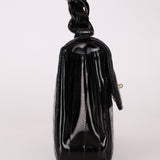 Chanel 1997 So Black Lucite Chain Handle Patent Flap Bag - FashioNica