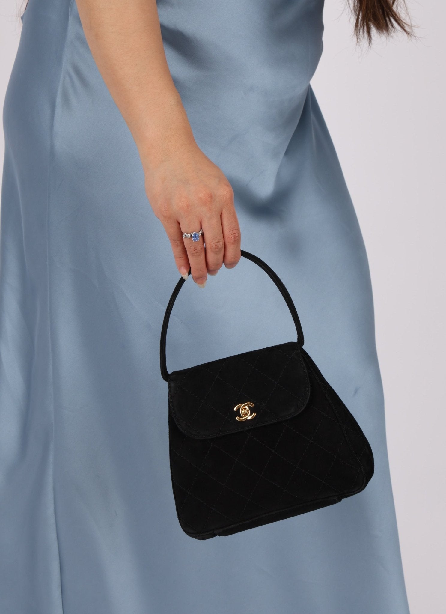 Chanel 1997 Suede Top Handle Mini Kelly - FashioNica