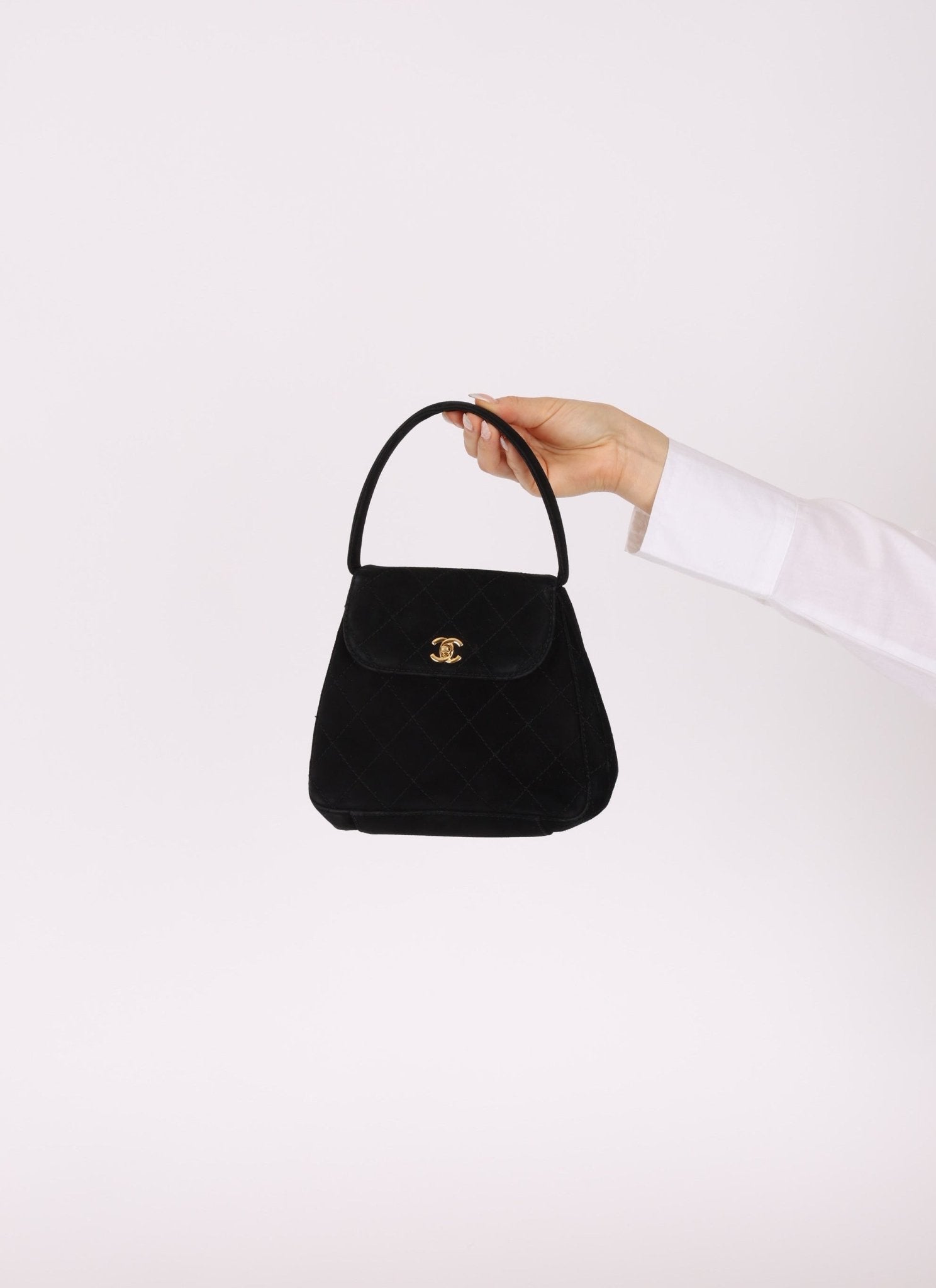 Chanel 1997 Suede Top Handle Mini Kelly - FashioNica