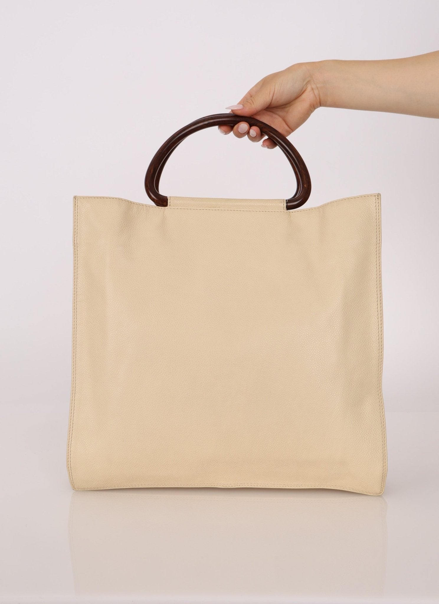 Chanel 1997 Vanilla Caviar Acrylic Wood Tote - FashioNica